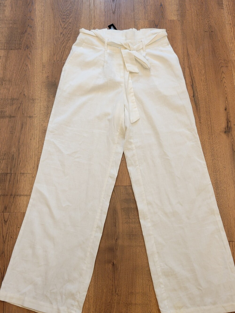Women's High-Waist Tie-Belt Wide Leg Pants - White